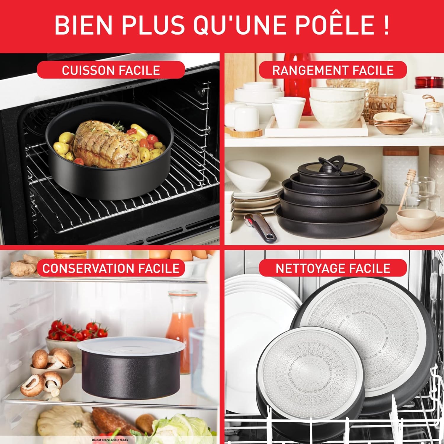 Tefal - Ingenio Eco Resist - casserole 20 cm - induction, antiadhésif, empilable, lave-vaisselle, Fabriqué en France - L
