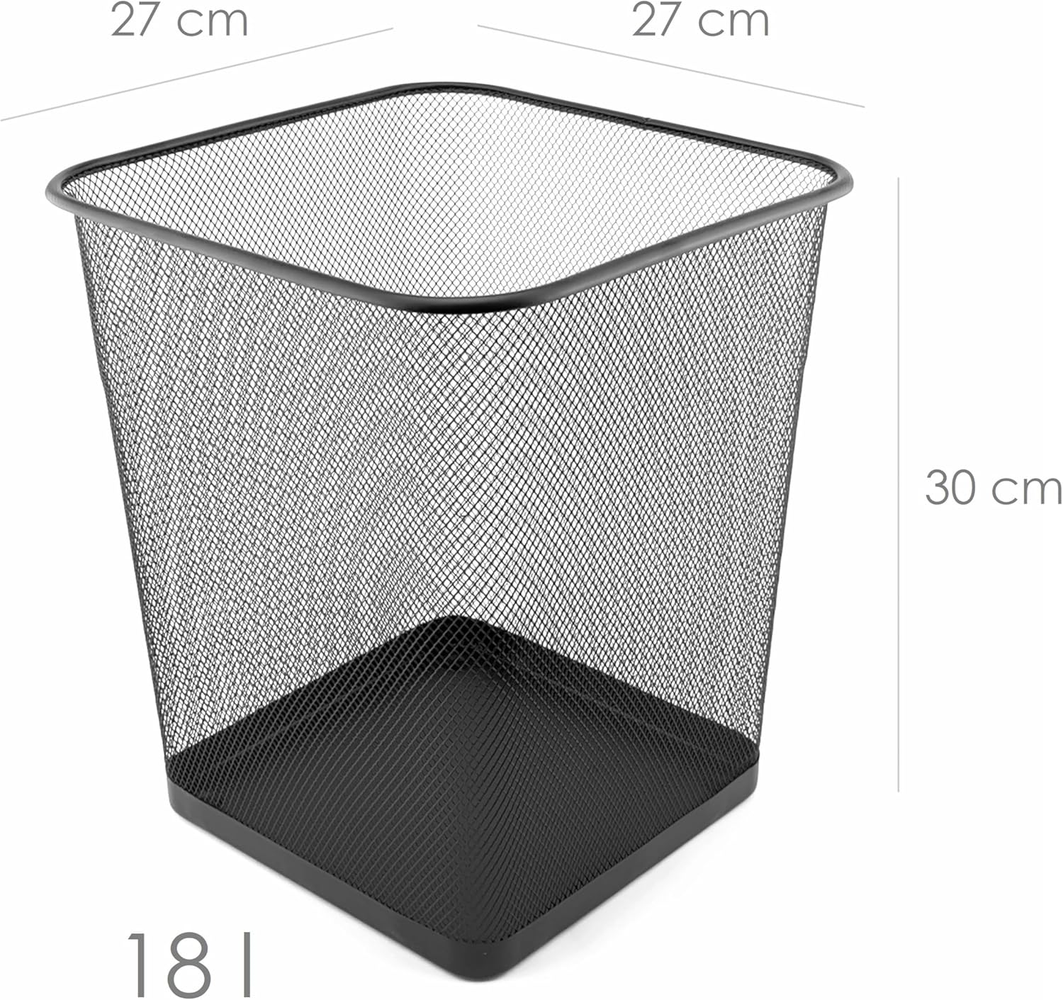 D.RECT - Corbeille Bureau Série 18L - 30x27x33cm - Treillis métal noir