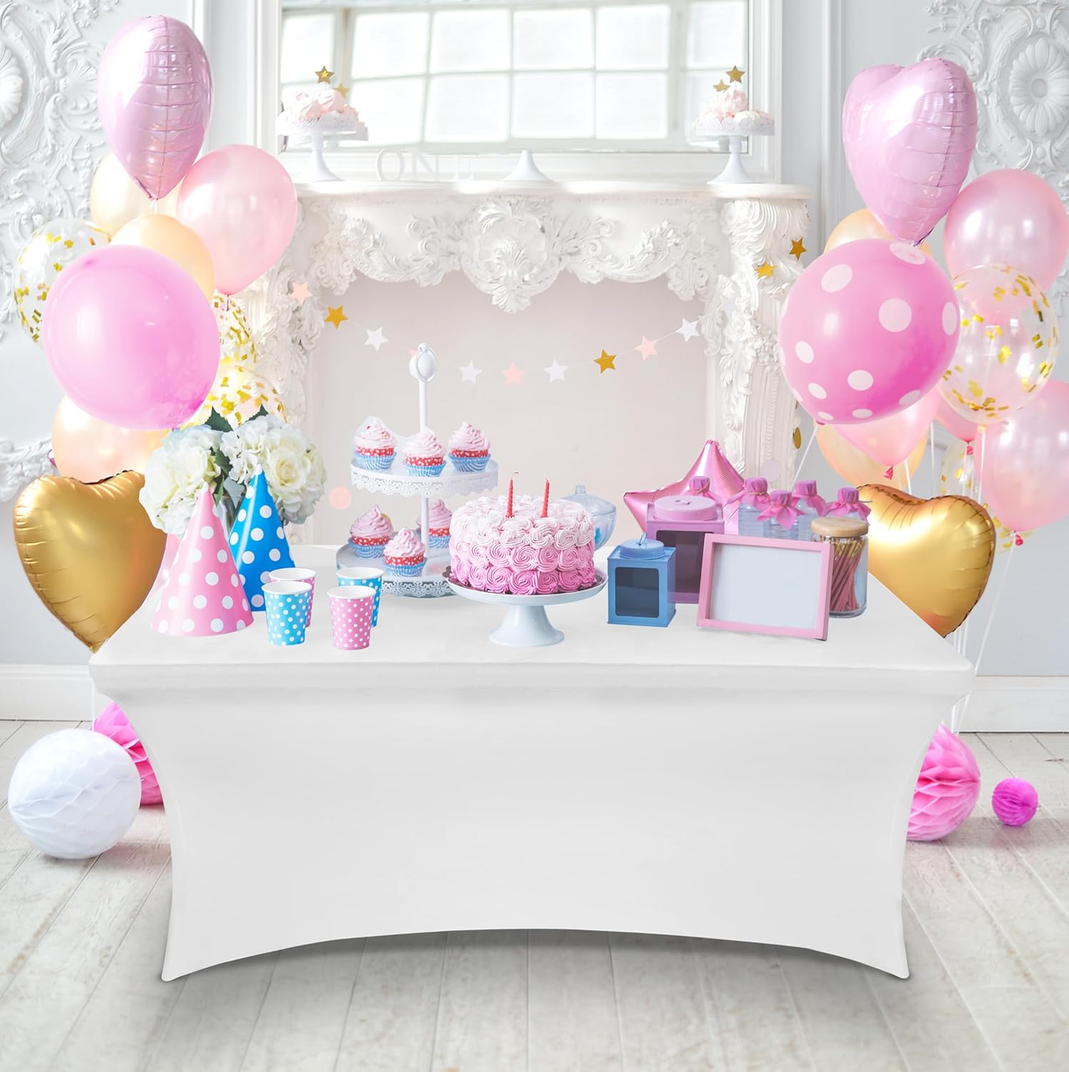 Utopia Kitchen - Nappe Extensible 183 cm - Polyester Spandex Lavable, Lot de 2, Blanc