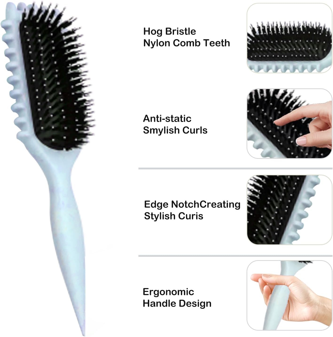 Brosse coiffante - boucleur pour cheveux - 28cm - fixation et réduction frisottis