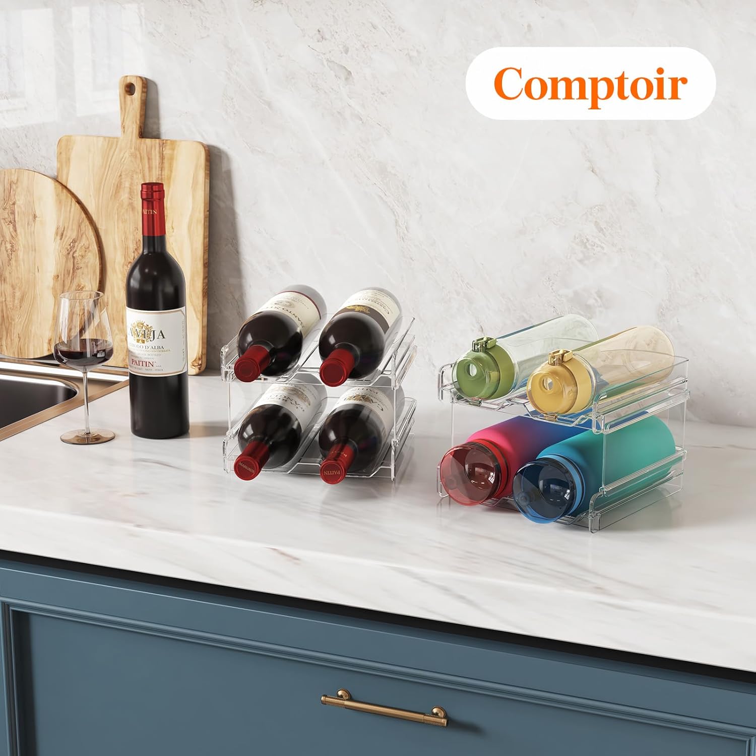 Lifewit - casier à vin empilable, 29x20x10 cm, transparent, 4 bouteilles