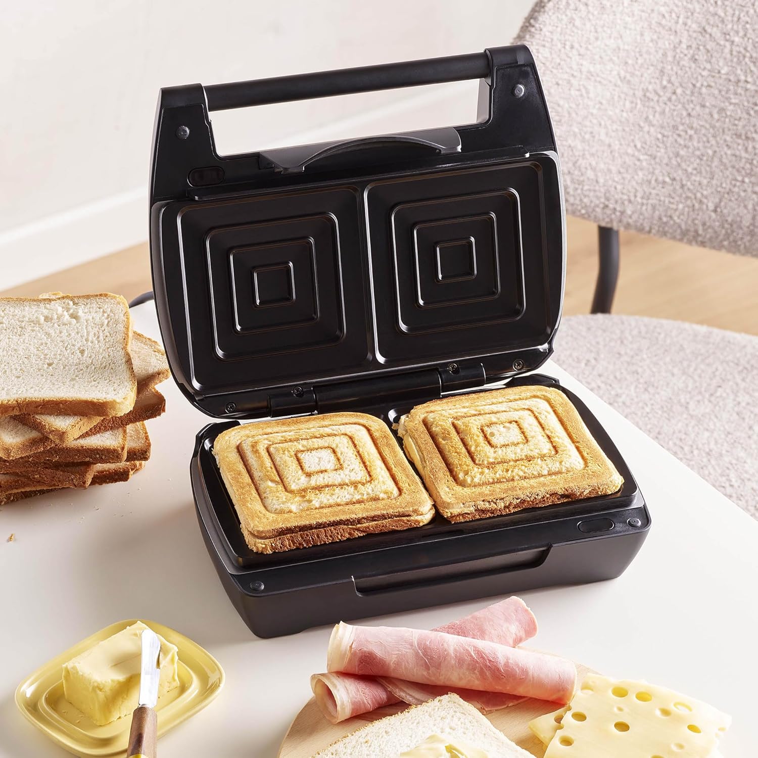 LAGRANGE - Gaufrier Mini Maxi - 120x120mm - 900W, multifonction, plaques interchangeables, 028462