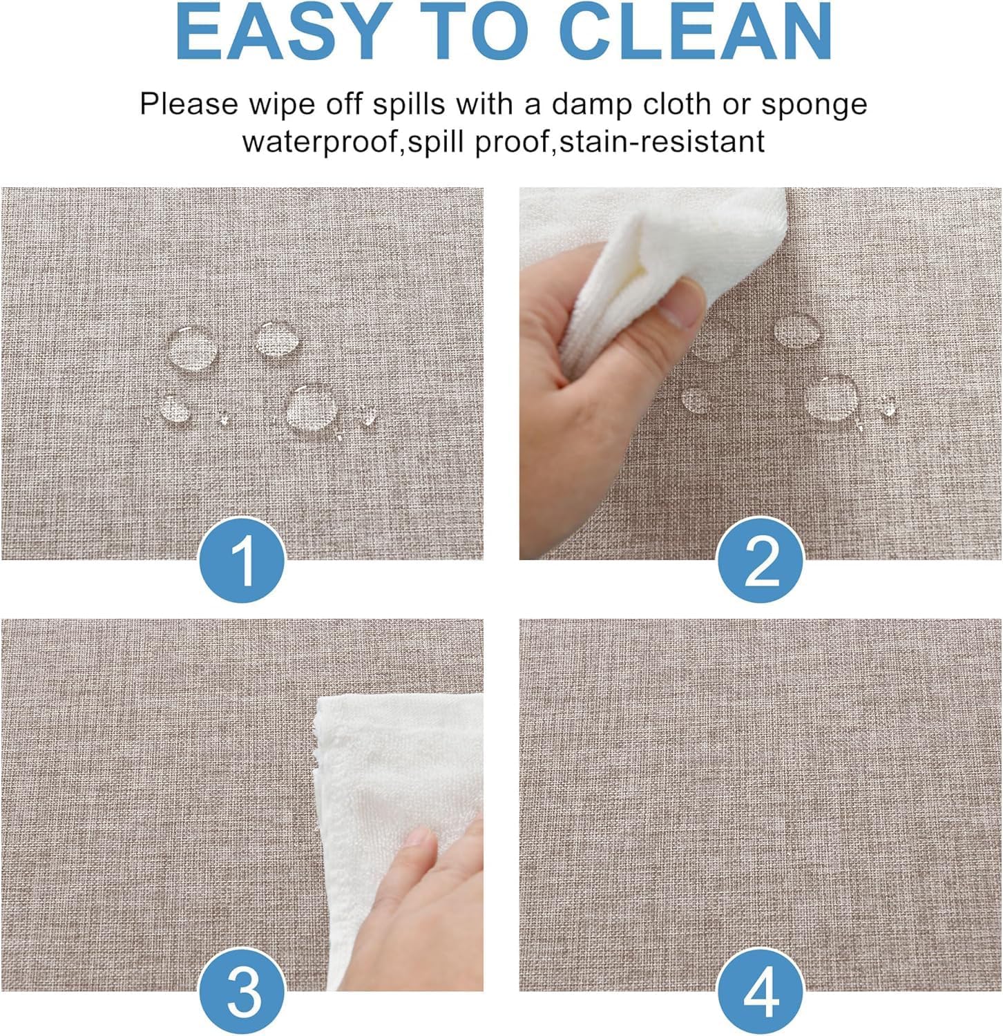 DWCN – Nappe effet lin rectangulaire 135x180cm, imperméable, anti-tache, lavable – DWCN