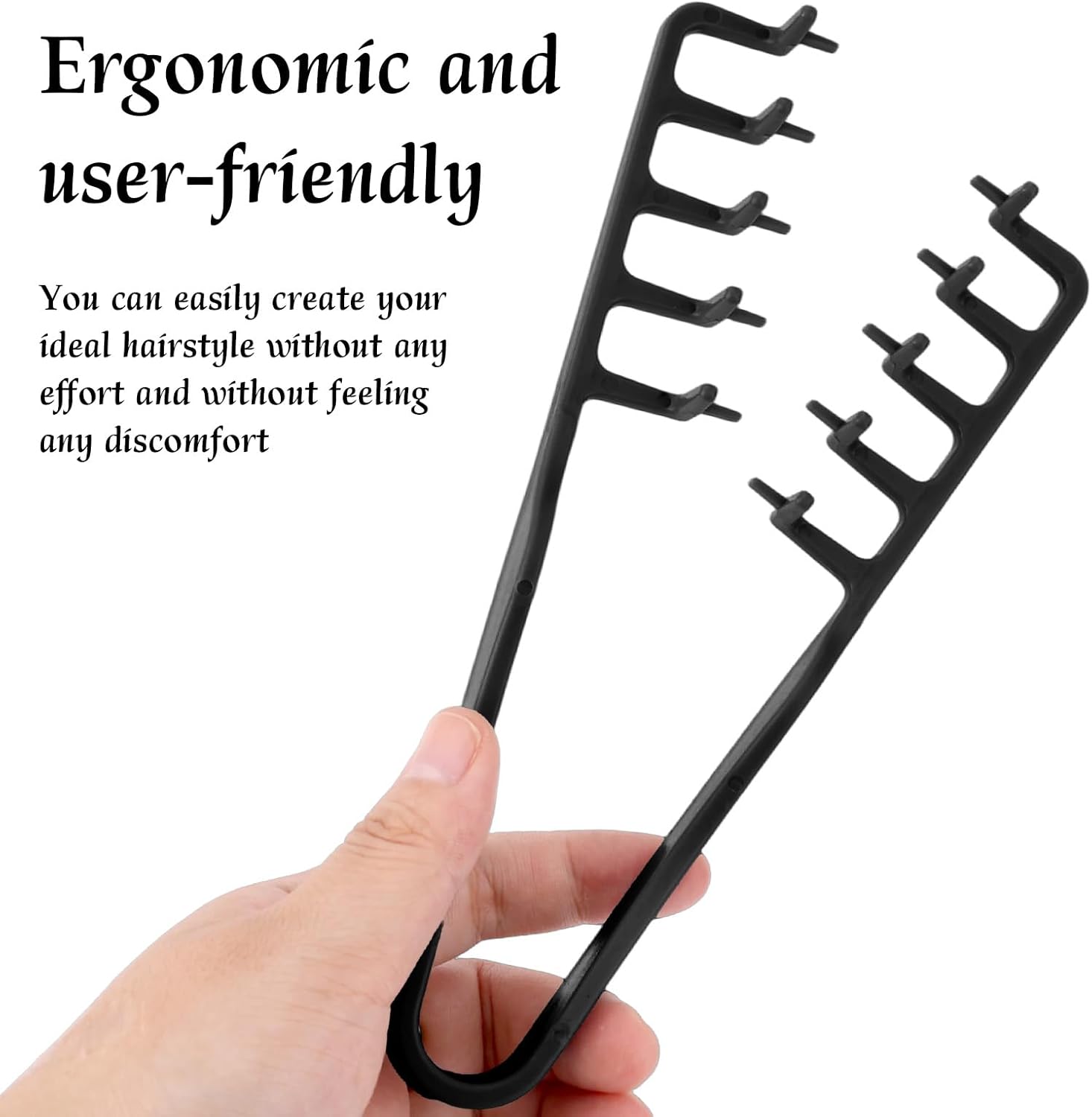 Peigne - dents larges ABS, poignée texturée 18x10cm, volumineux