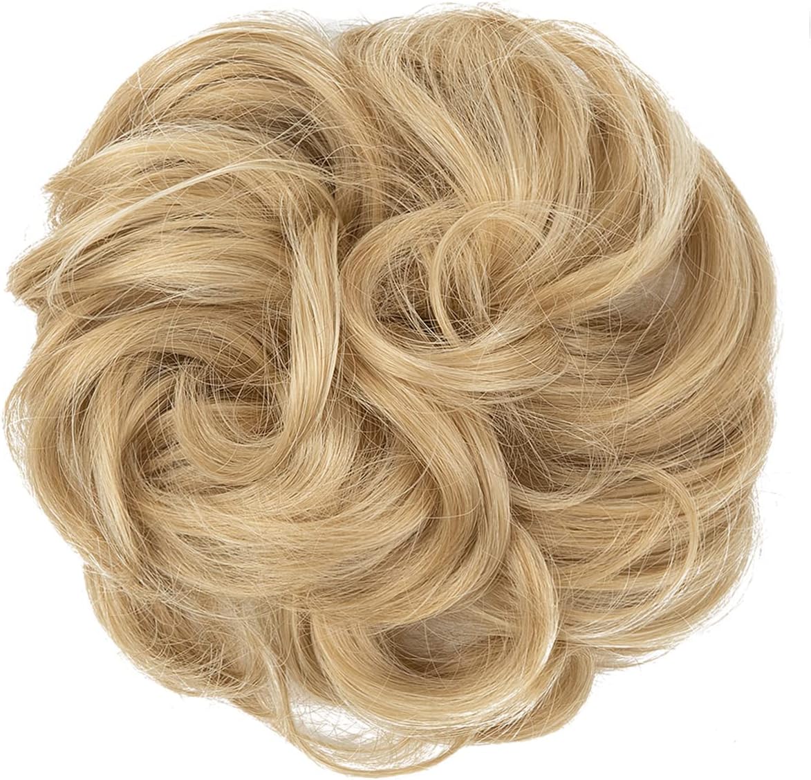 JJstar - Chignon postiche bouclé, élastique, cheveux miel, naturel