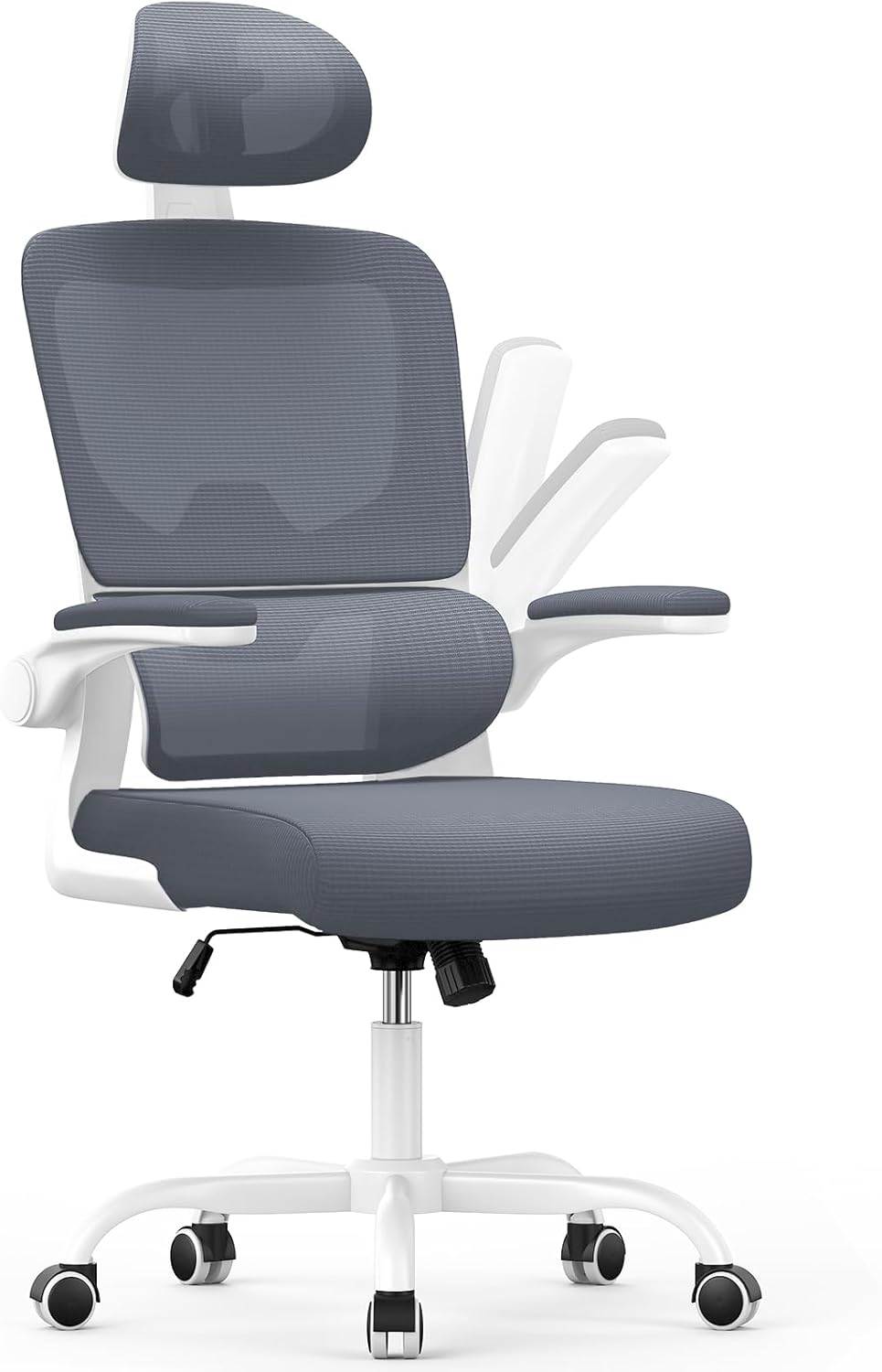 Chaise de bureau ergonomique - dossier/appui-tête réglables - support lombaire, accoudoirs réversibles, maille respirant