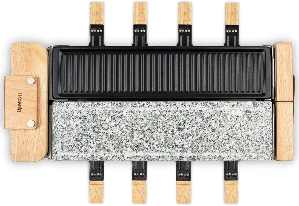 H.Koenig - WOD360 - raclette 8 personnes, 1400W, pierre granit, socle pivotant 180°