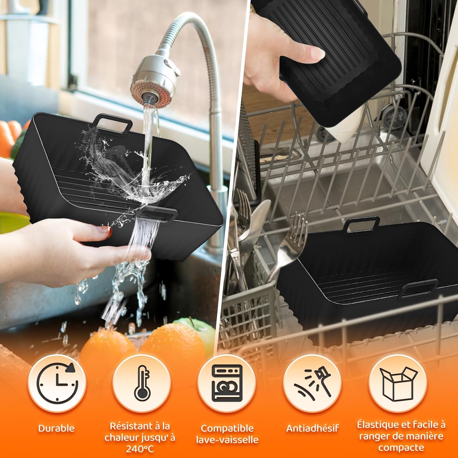 Accessoires Air Fryer - ensemble double zone, 7,6L-9,5L, sans BPA, lave-vaisselle, AF300EU/AF400EUCP/DZ400EU