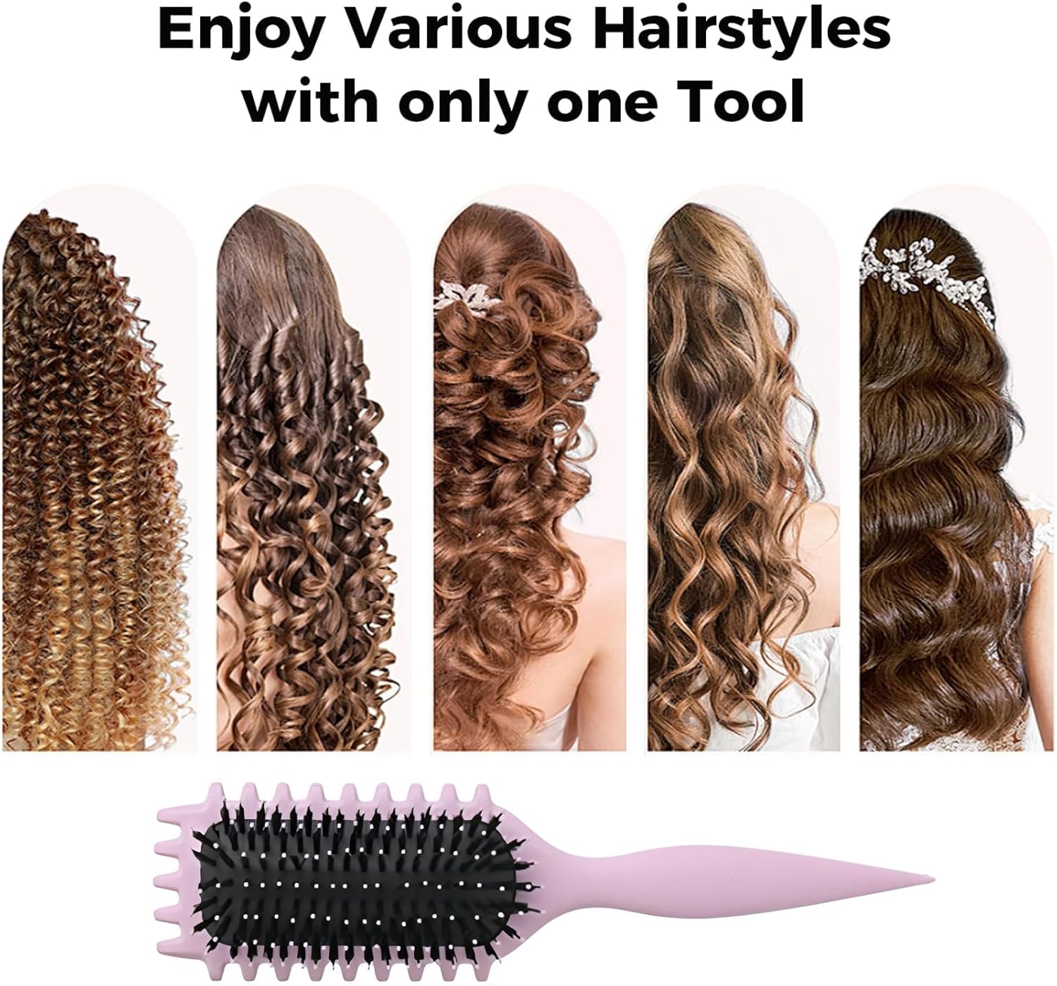 Brosse à boucler - 28cm - fixe, façonne les boucles, réduit frisottis