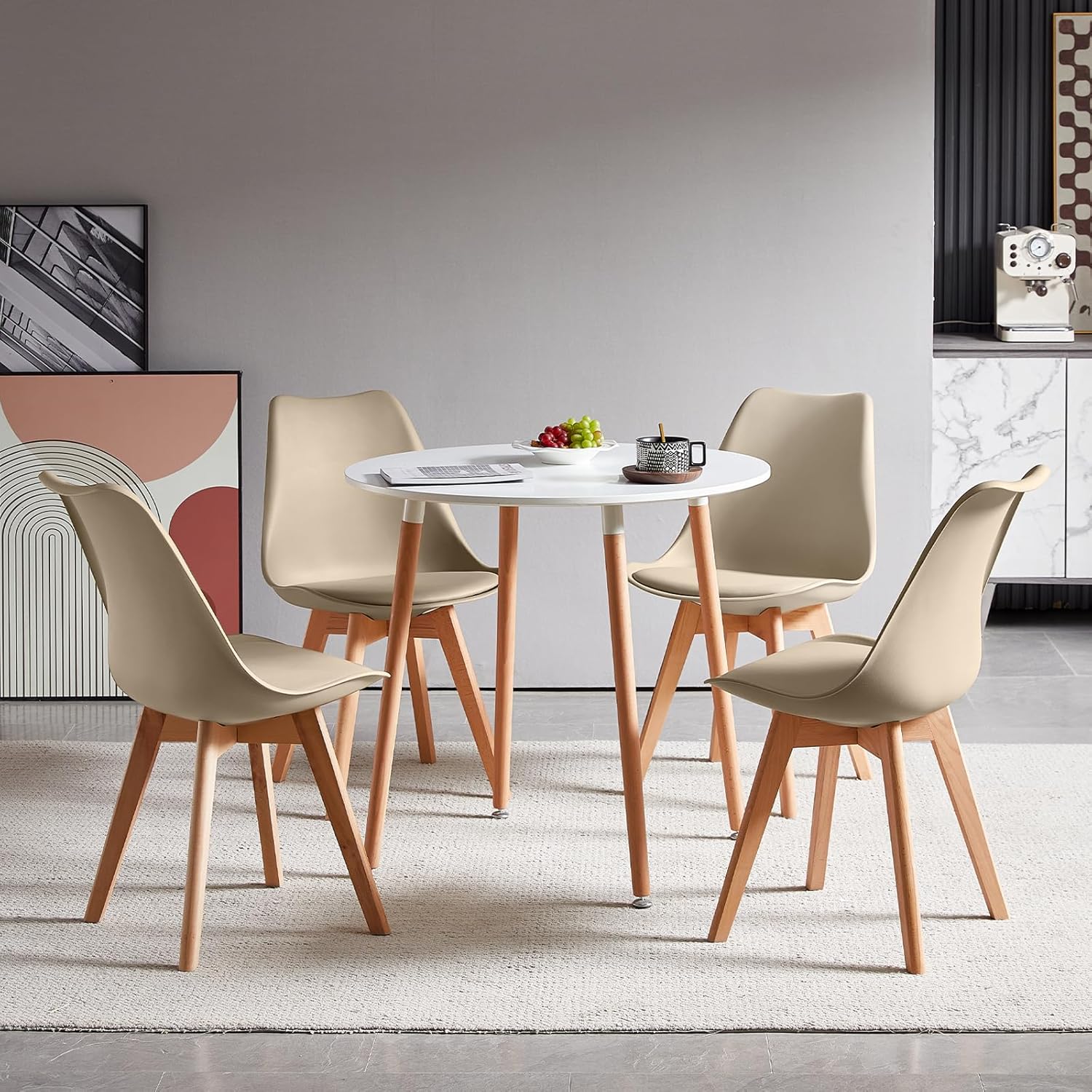 EGGREE - chaises scandinaves lot de 8 - pieds bois - assise rembourrée