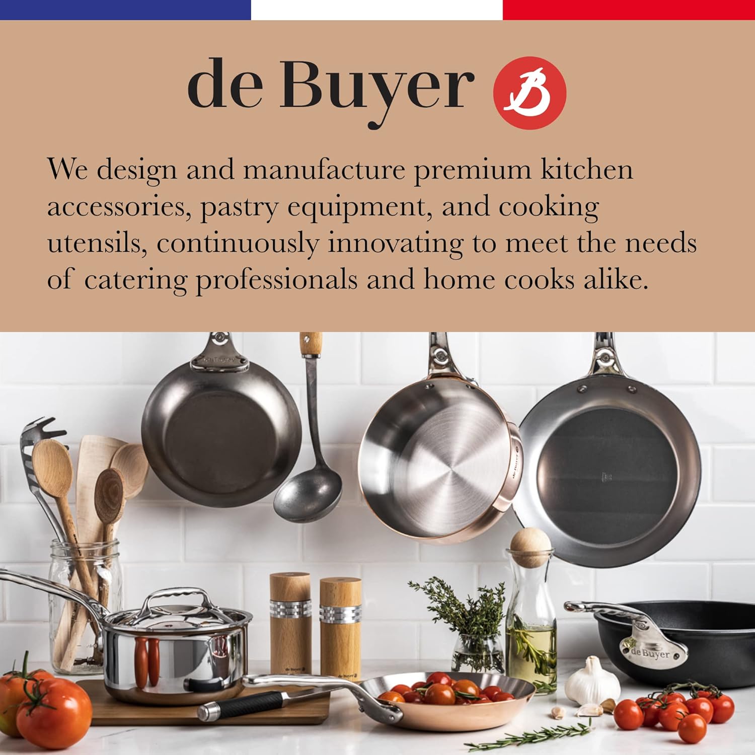 De Buyer - fouet professionnel inox - 26 cm - poignée ergonomique
