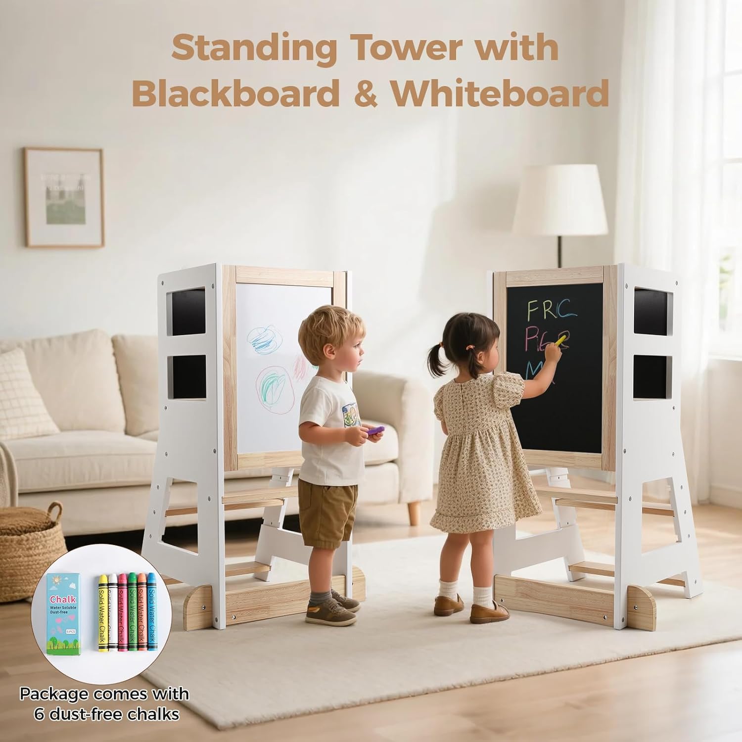 KIDINIX - Tour Montessori ajustable - tableau double-face amovible - dès 1 an