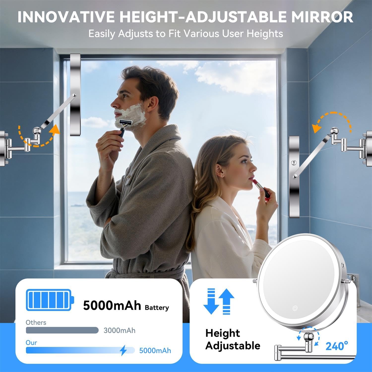 Auxmir - miroir mural double face 9