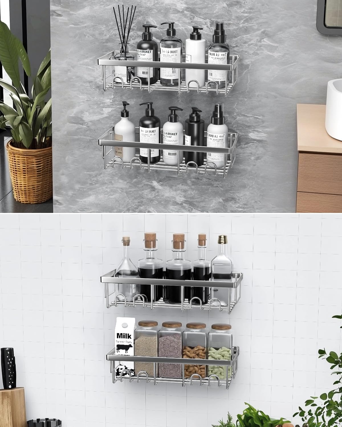 AceMining - étagères salle de bain inox, lot de 3, sans perçage