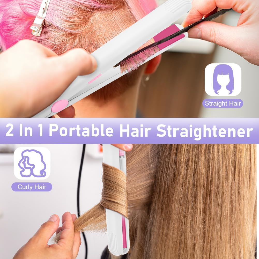 LOPHE - Mini fer à lisser 2 en 1, compact, chauffage rapide, 110-220V