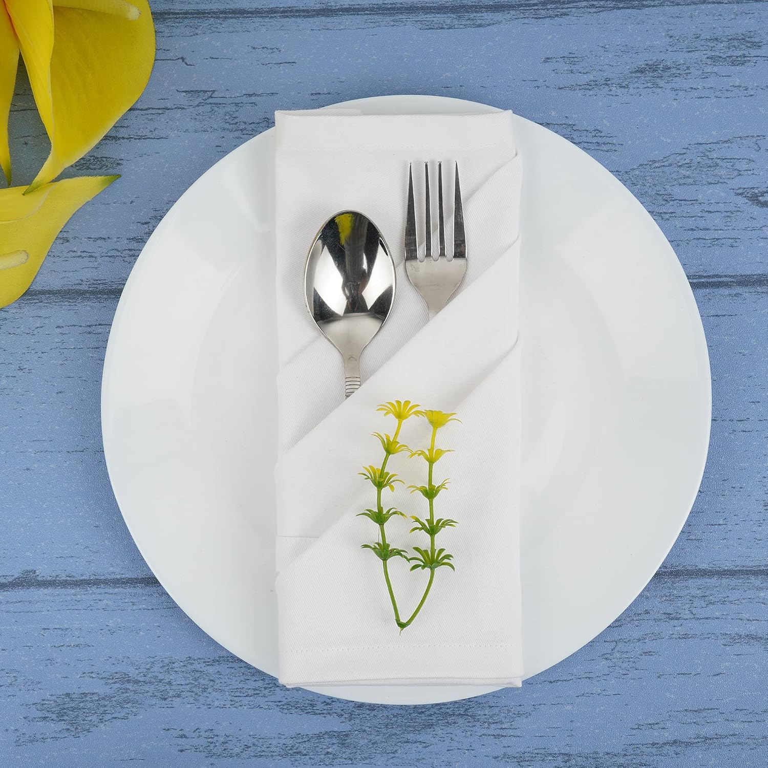 Sweet Needle - serviettes de table 45x45cm - coton épais, coins arrondis, lot de 12