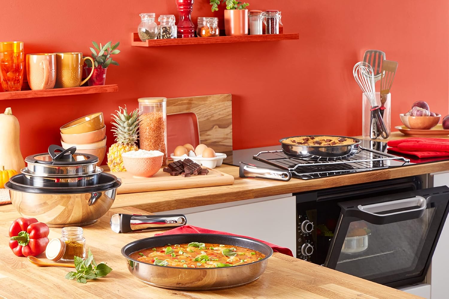 Tefal - Ingenio Preference - 3 poêles empilables, induction, antiadhésif, signal thermique, grand modèle L97490