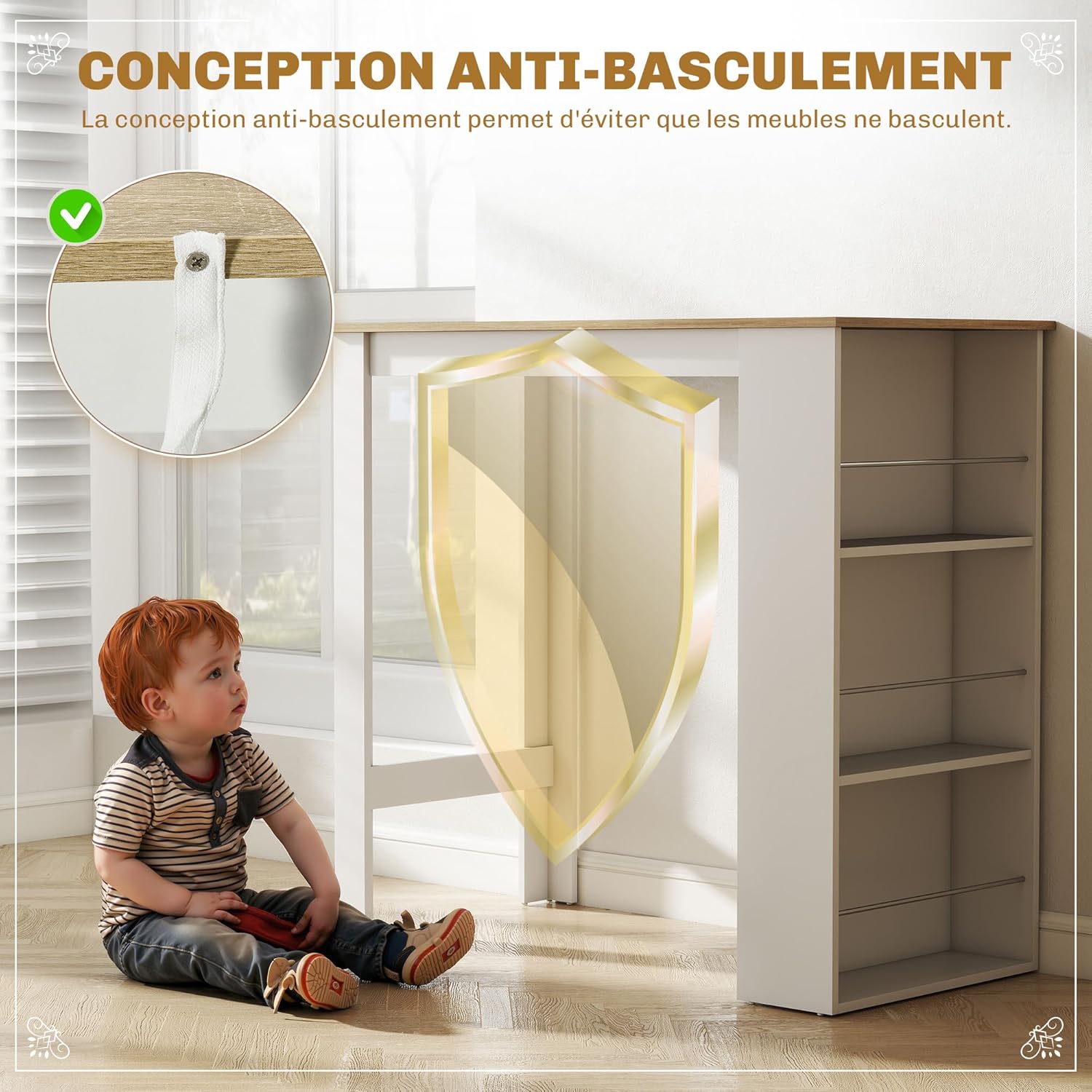 HOMCOM - Table mange-debout, 112x57x106 cm, 3 étagères, chêne clair