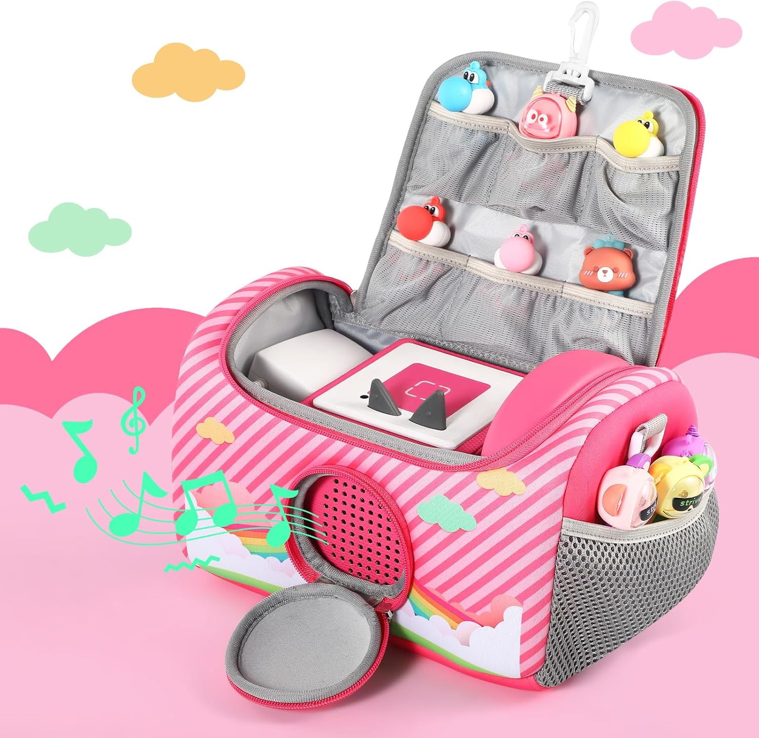 Étui de transport Toniebox - organiseur sac rose - compartiments accessoires - kit de démarrage 1&2