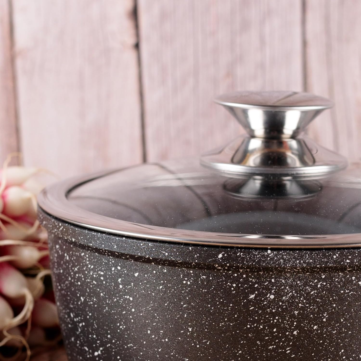 Kamberg - faitout série fonte aluminium 28 cm - revêtement pierre, induction, couvercle verre, sans PFOA - 0008033