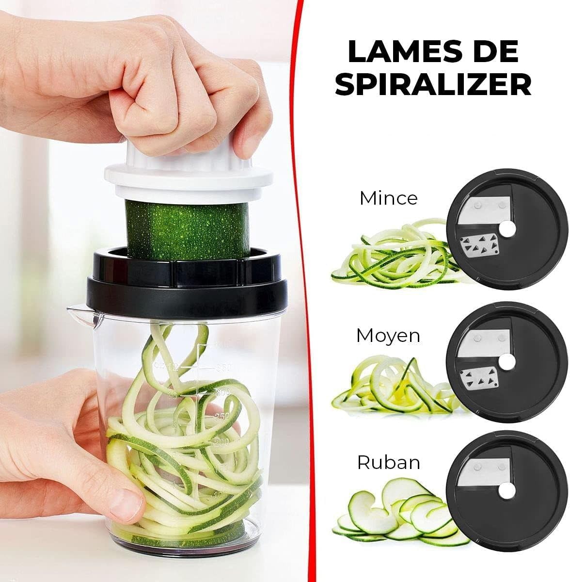 Spiraliseur de légumes - 8-en-1 multifonction - coupe spirale – spaghettis, tagliatelles, trancheuse