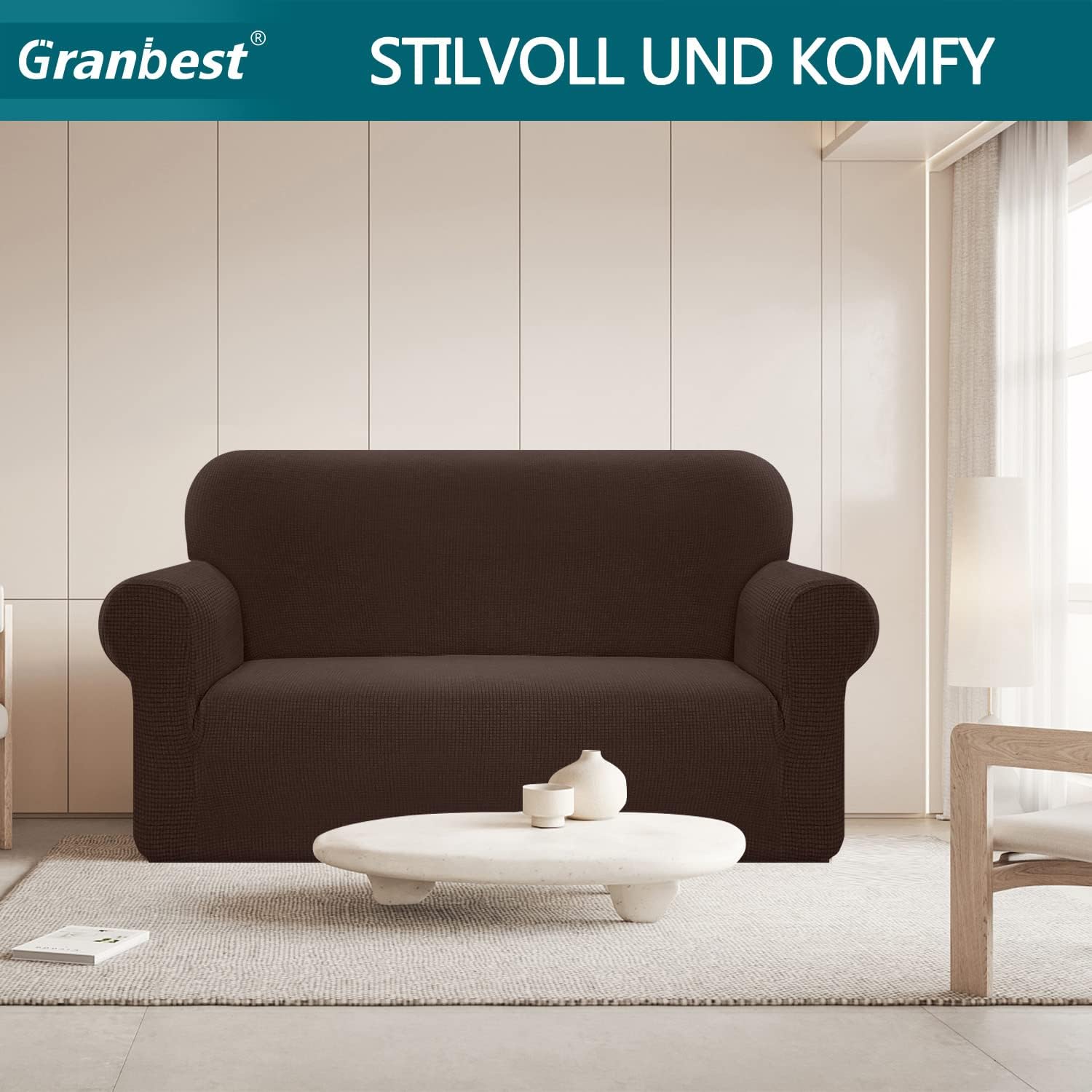 Granbest - housse canapé stretch imperméable 2 places - spandex, mousse antidérapante