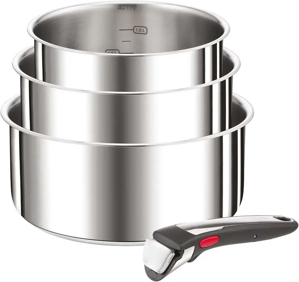 Tefal - Ingenio Preference On - 16/18/20 cm - inox, induction, poignée amovible, empilable, gain de place L898S334