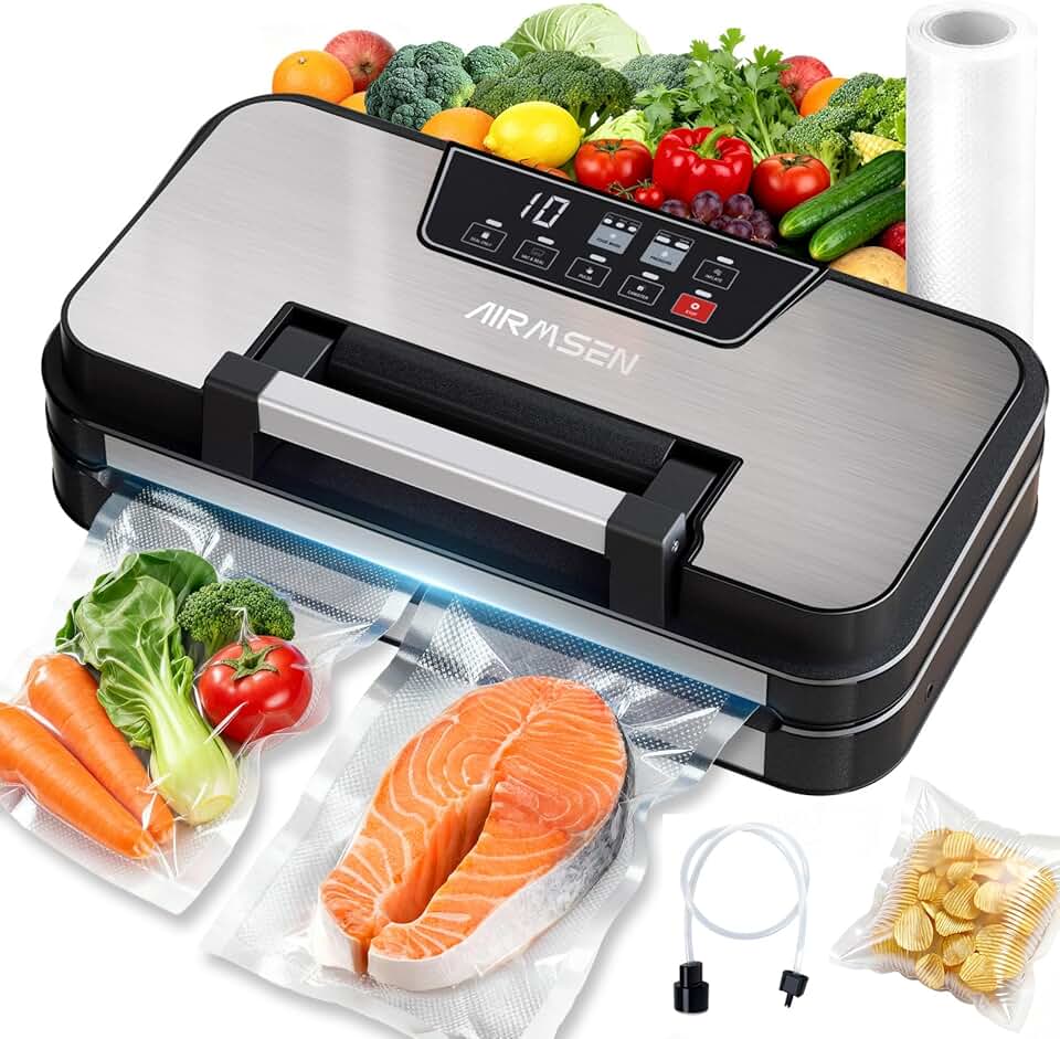 AIRMSEN - machine sous vide double scellage 30 cm, modes sec/humide, coupe-sac intégré, 95kPa