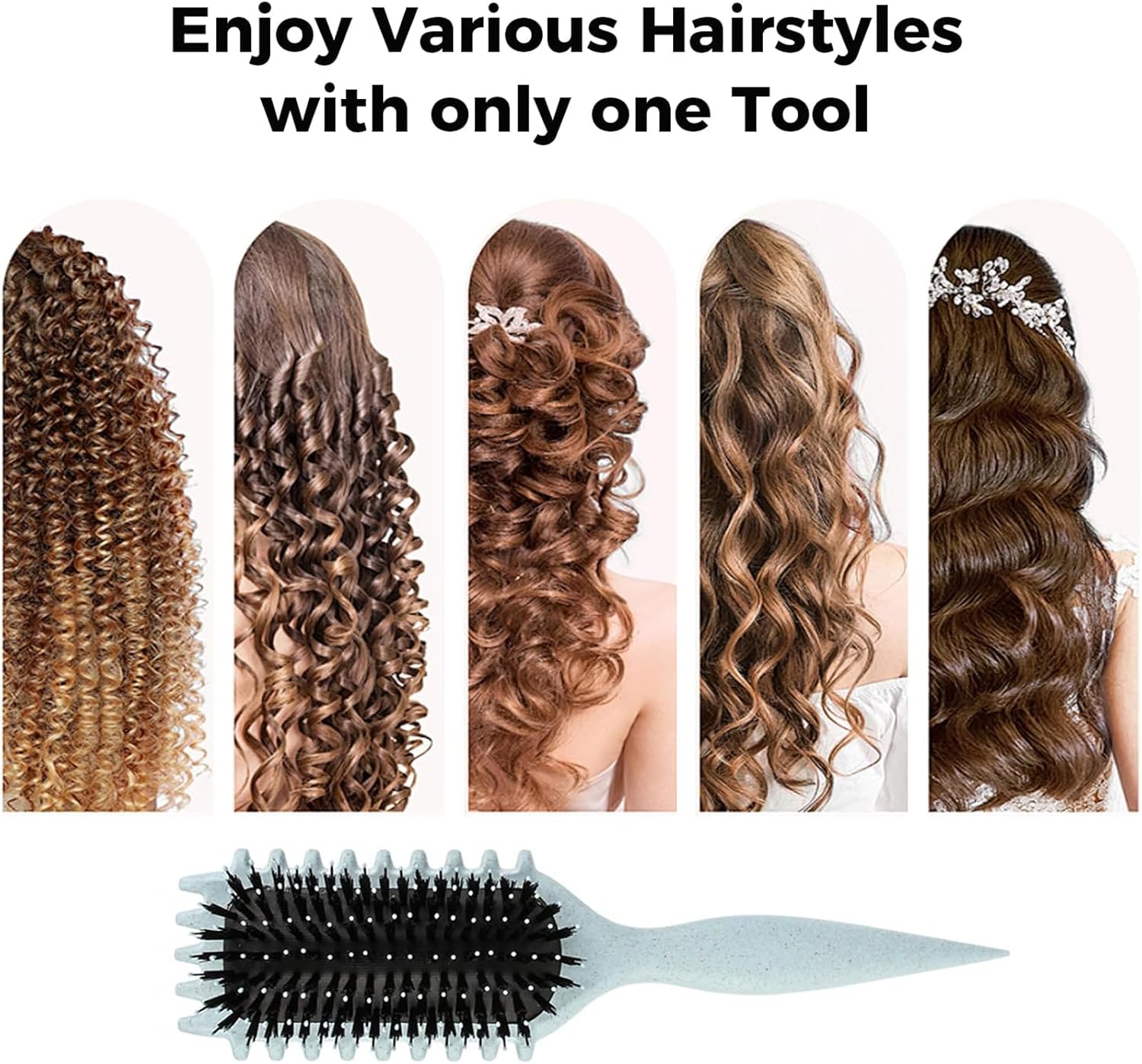 Brosse coiffante - boucleur pour cheveux - 28cm - fixation et réduction frisottis