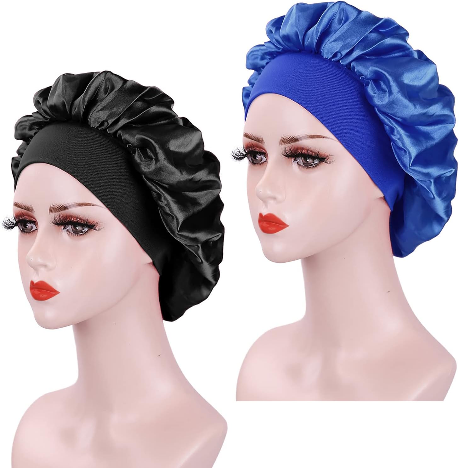 Bonnet de nuit satin femme - 2 pièces - protection cheveux - soyeux