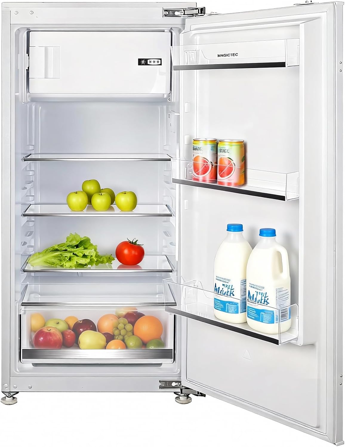 magictec - Réfrigérateur encastrable 188L, niche 122cm, congélateur, poignées interchangeables