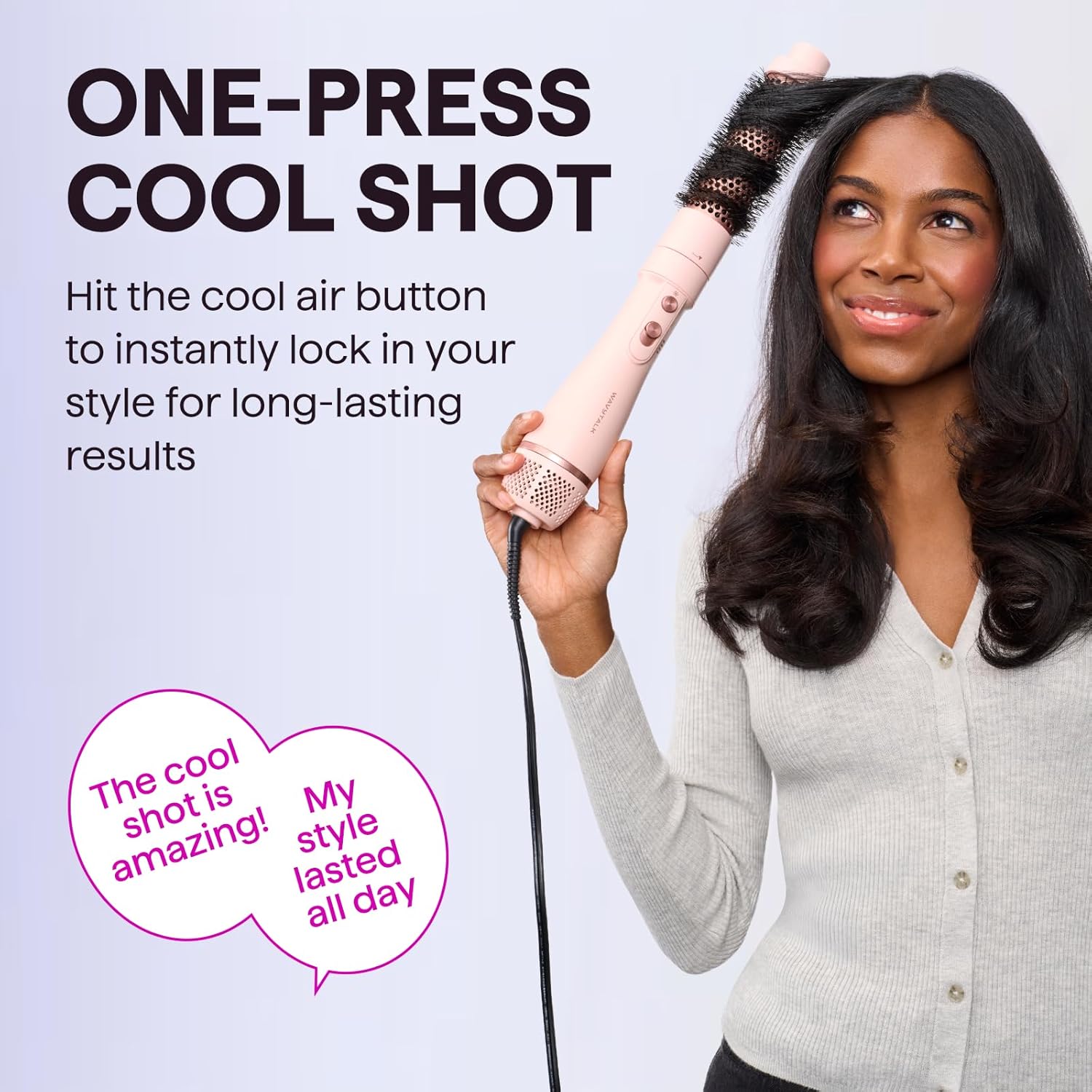 wavytalk - Ensemble brosses sèche-cheveux rose - multi-accessoires, coiffage volumisant