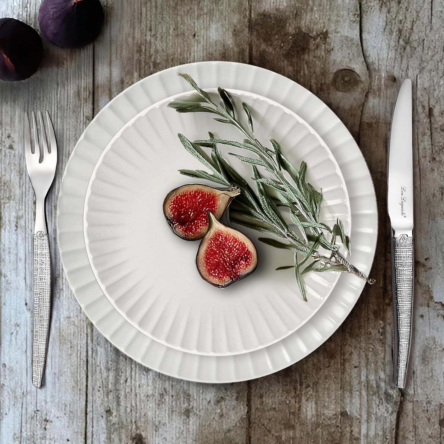 Lou Laguiole - Jet - 24 couverts inox 18/0 finition textil, 6 personnes