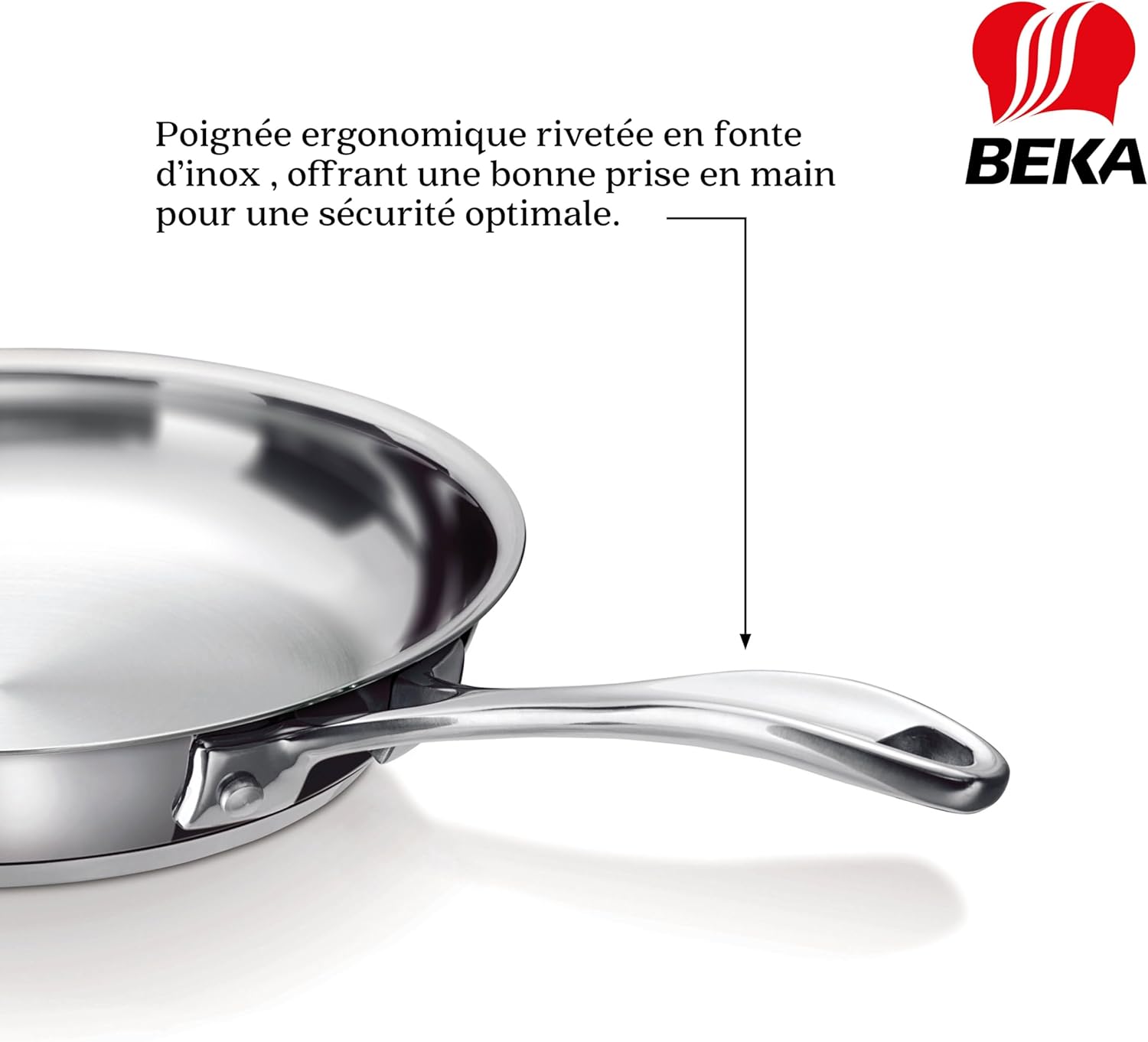 Beka - Poêle Inox 18/10 - 20 cm - Tous feux, induction, acier inoxydable
