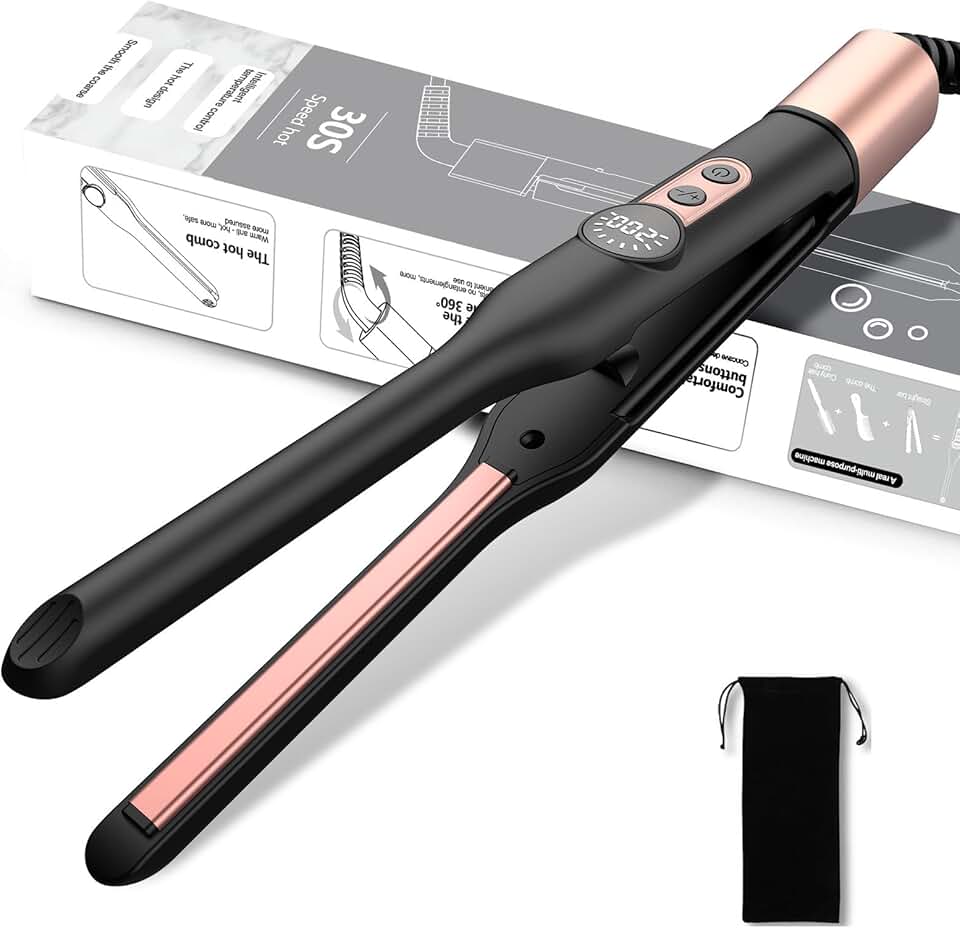 Mini fer à lisser - ionique 2en1, compact, voyage, cheveux courts