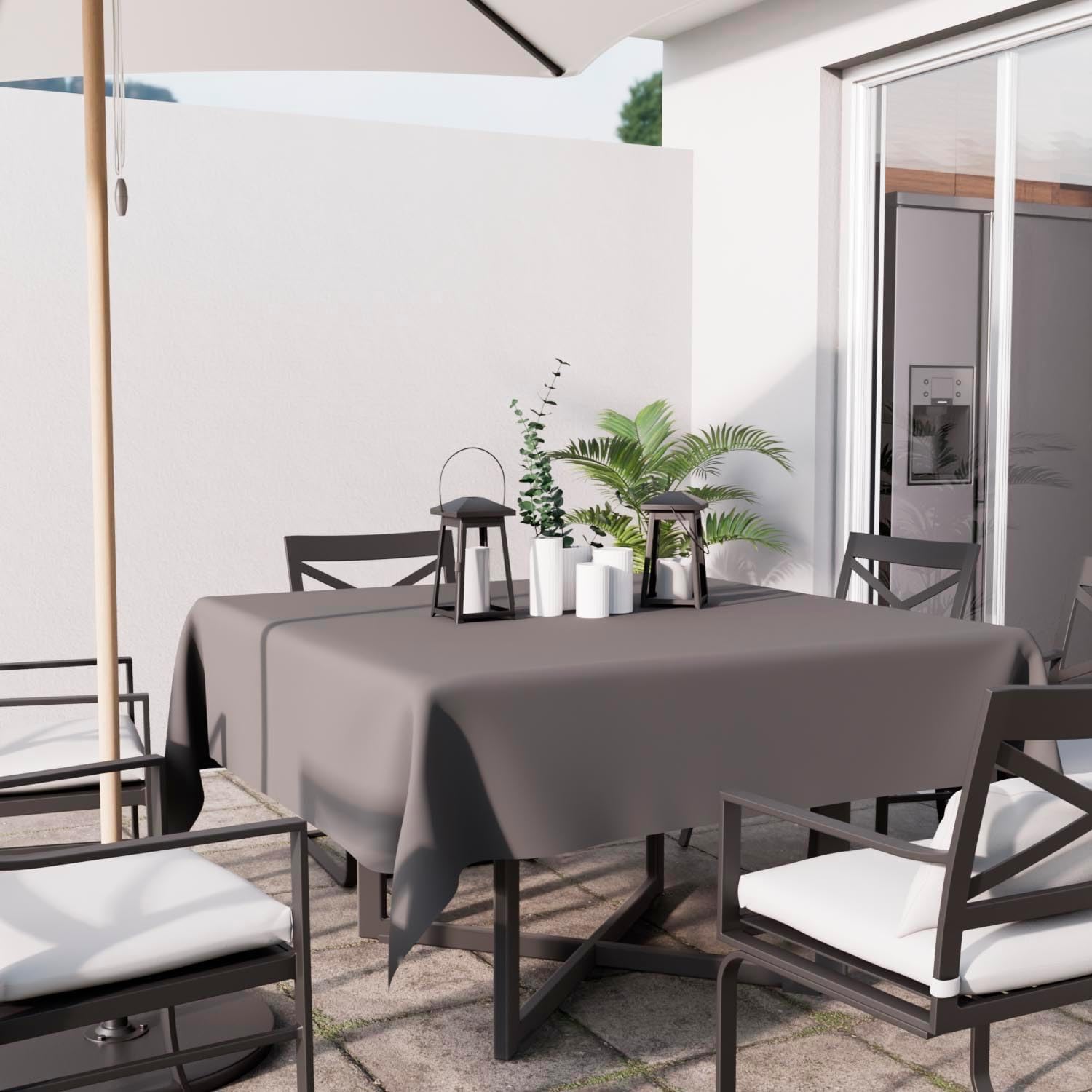 Soleil d'ocre - Alix nappe carrée anti-tâche 180x180cm polyester gris