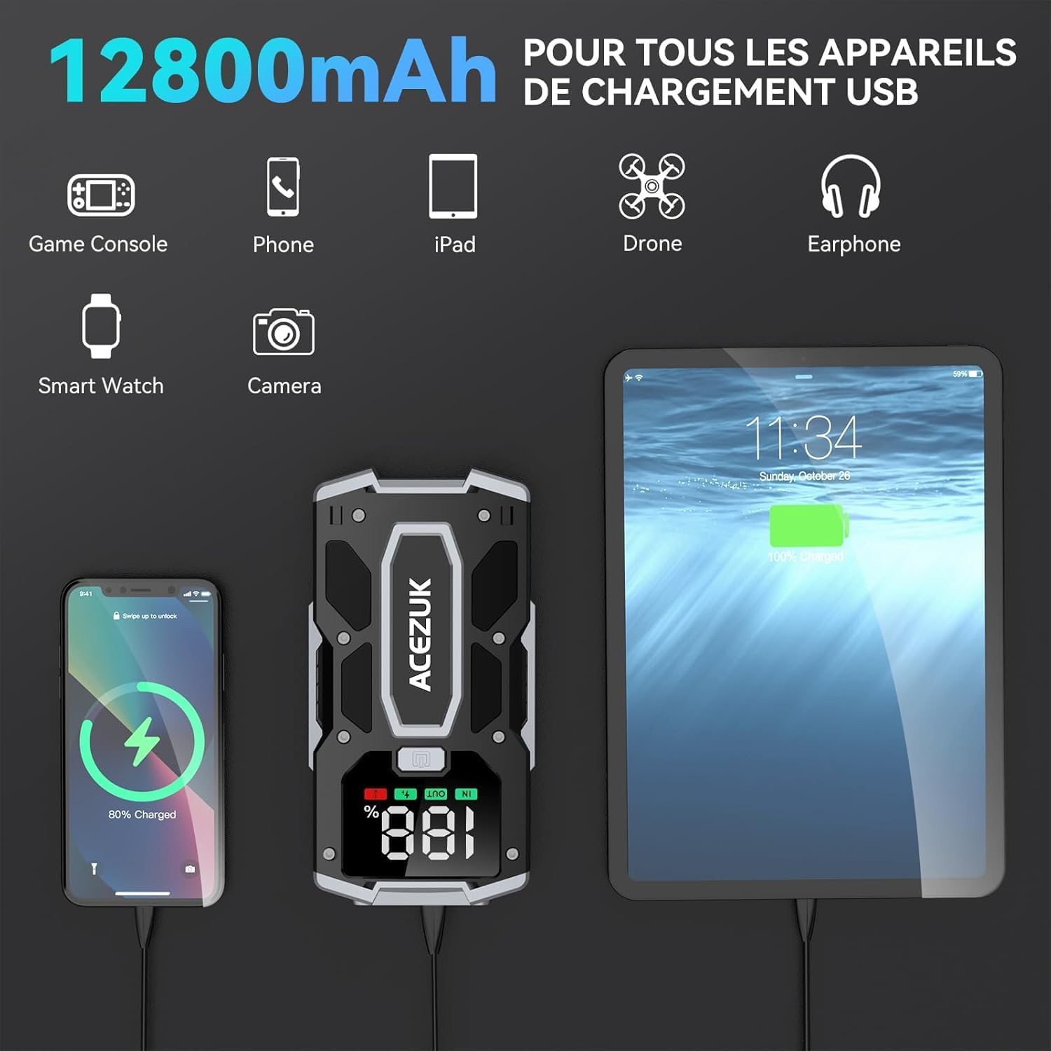 Booster Batterie Voiture - portable, 2.5