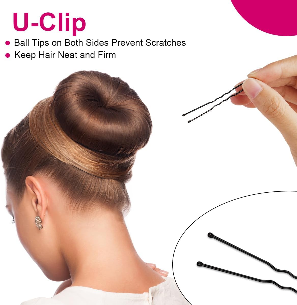 URAQT - machine à pain donut - 6+8 cm - 4 donuts + 30 épingles, pour chignons