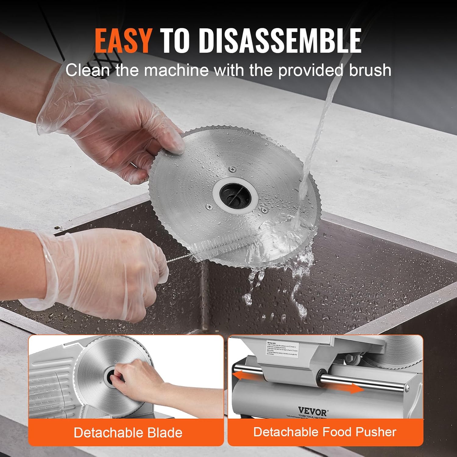 VEVOR - trancheuse électrique 190 mm - 180W, inox, 80-120 tr/min