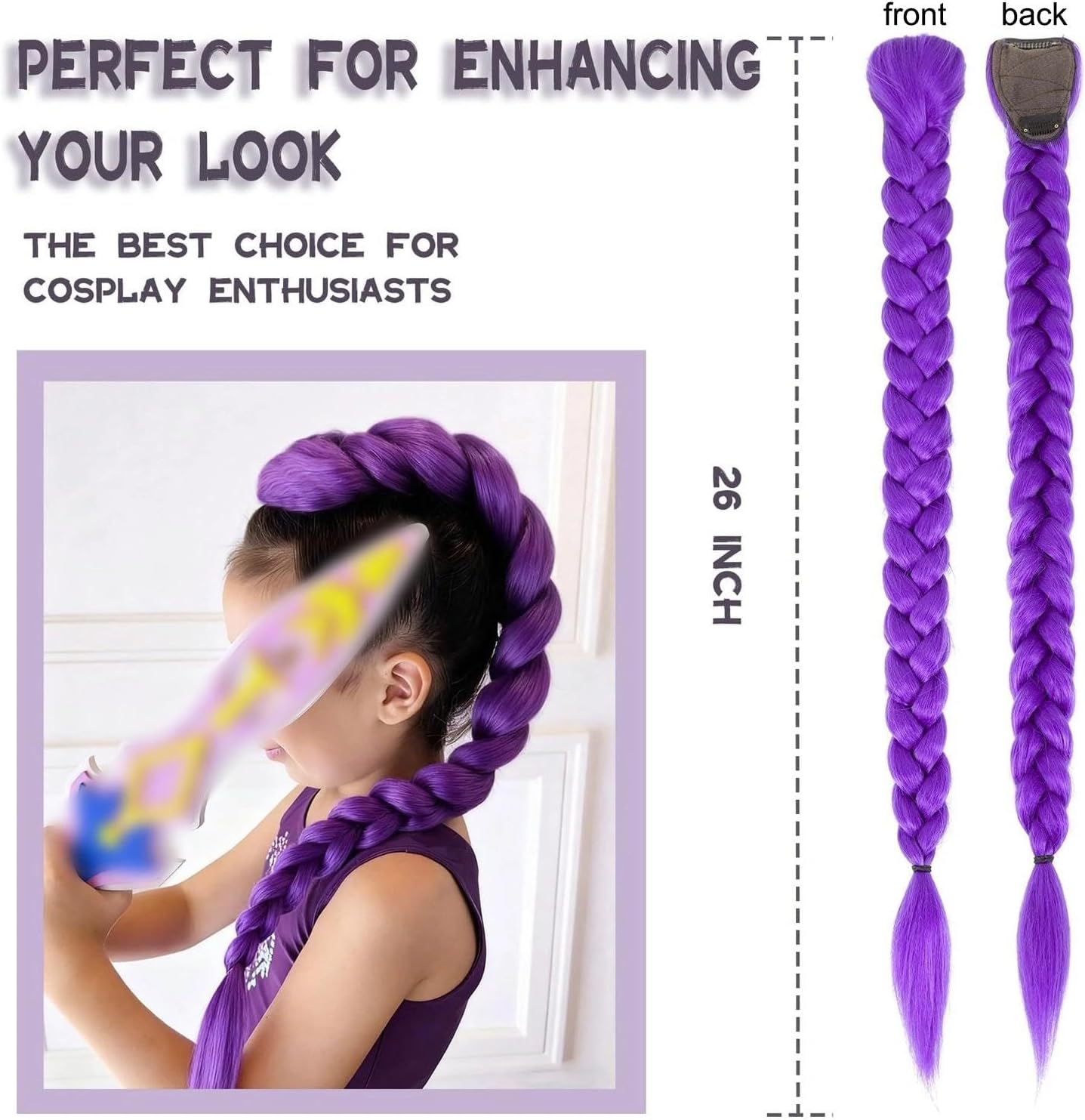 Extension cheveux - longs synthétiques violets 26
