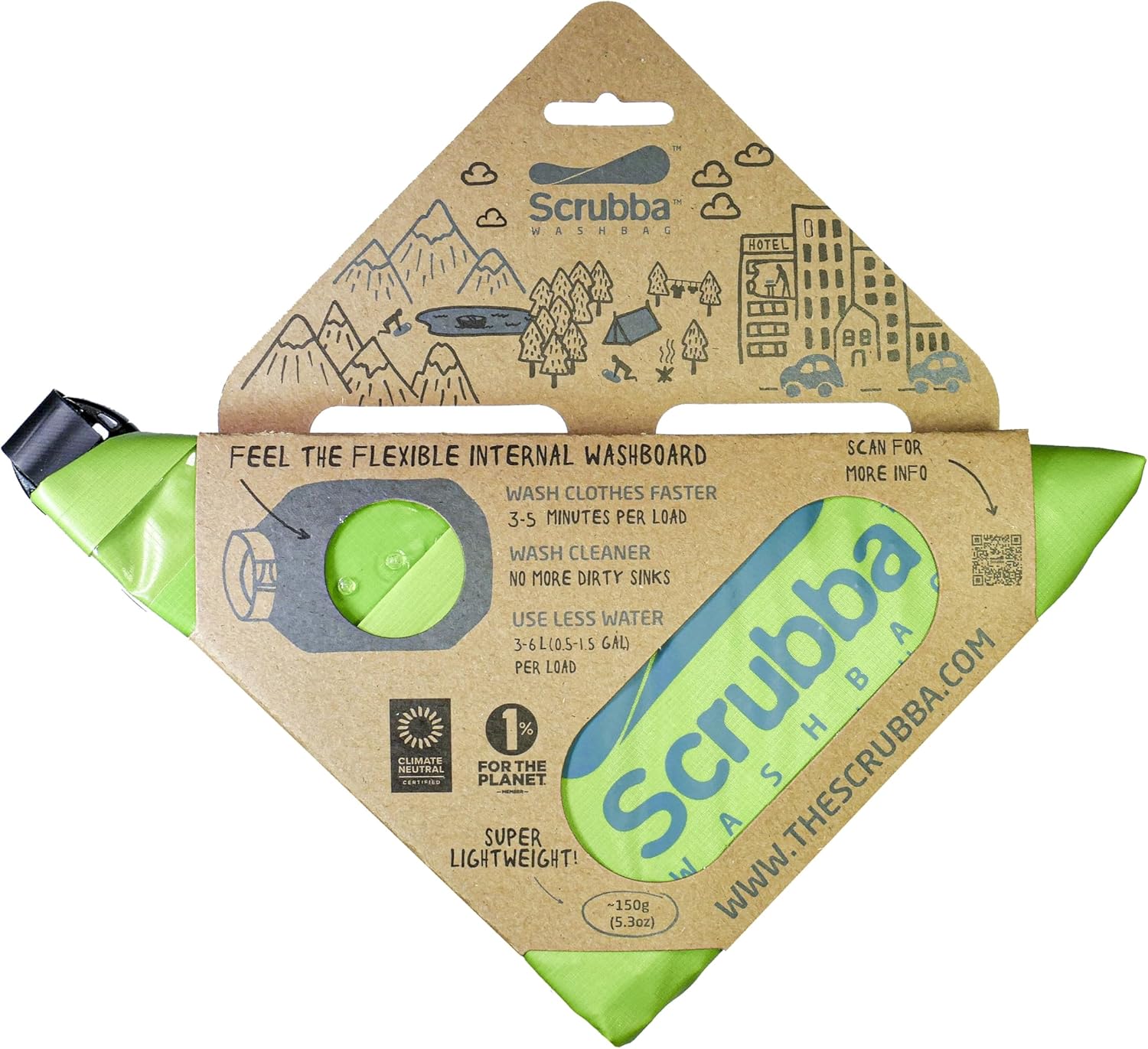 Scrubba - Sac Lave-Linge Portatif 2.0 - étanche, essorage compact, voyage