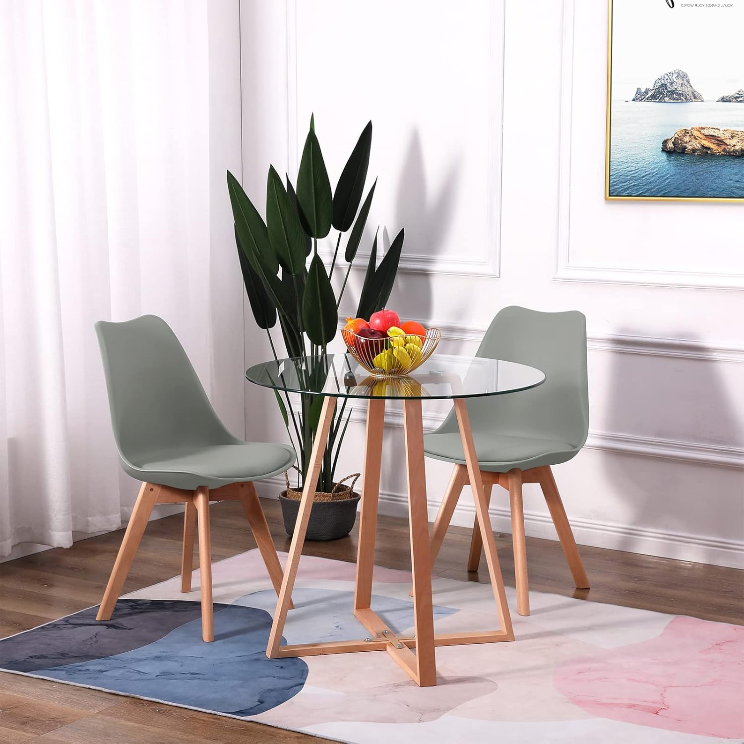 Eggree - Lot de 2 chaises design, hêtre massif, confort, gris, EGGREE