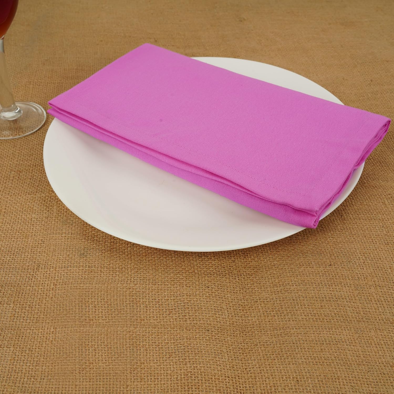 Sweet Needle - serviettes de table surdimensionnées 45x45 cm coton épais coins arrondis, lot de 12, rose