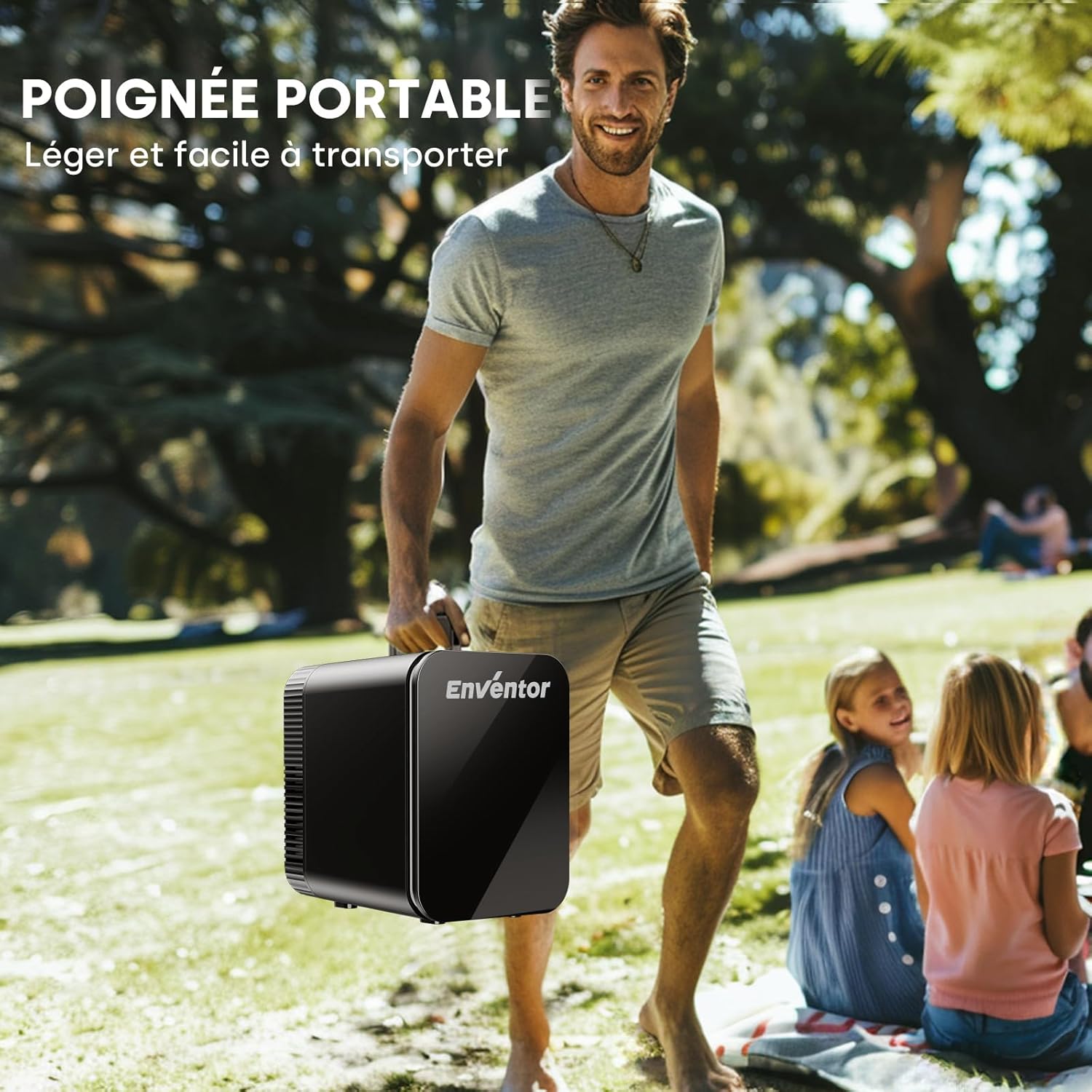 Enventor - Mini-Frigo 4L - compact, 6 canettes, 12V/220V, froid/chaleur