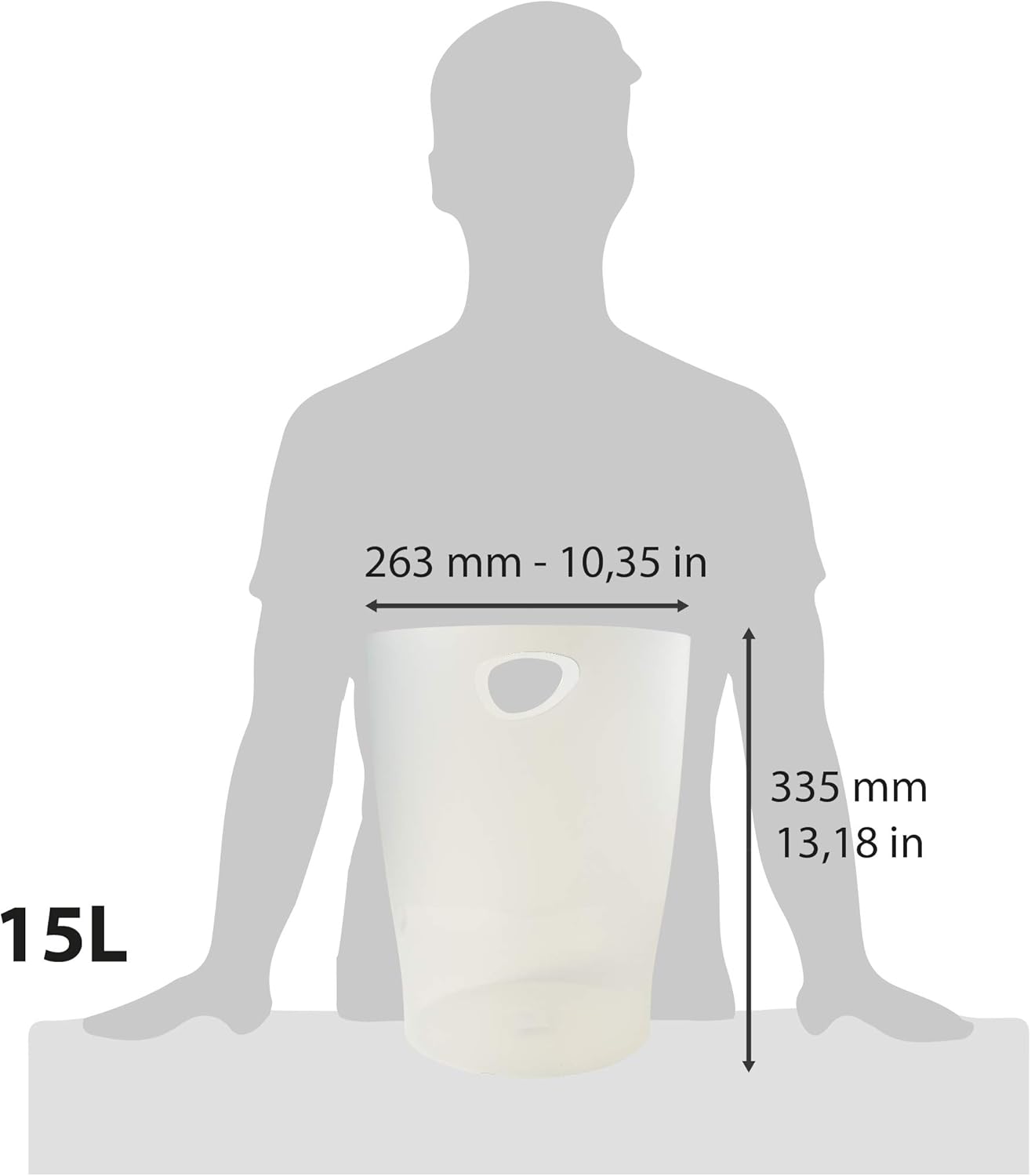 Exacompta - corbeille à papier ECOBIN - 26,3x26,3x33,5 cm - 15L opaque avec poignées - 45357D