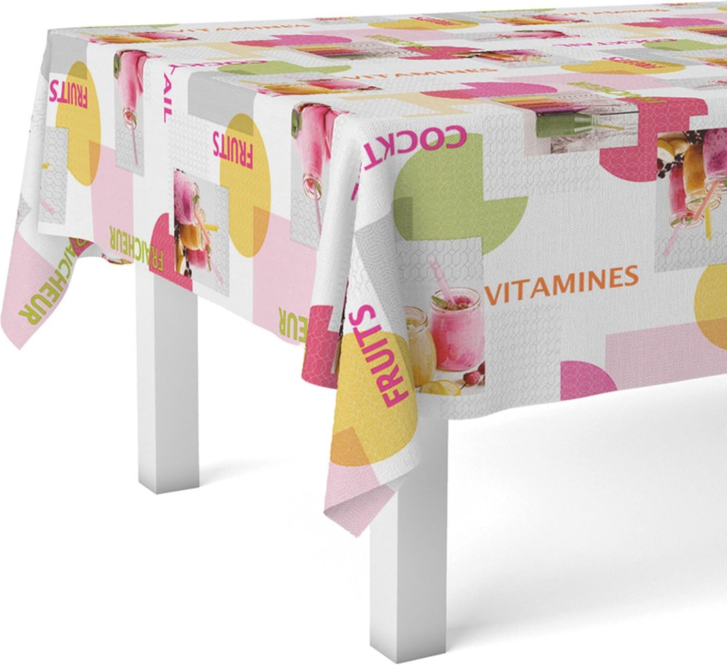 Nappe en toile cirée rectangulaire - 220x140 cm - anti-taches, imperméable, facile d'entretien, multicolore