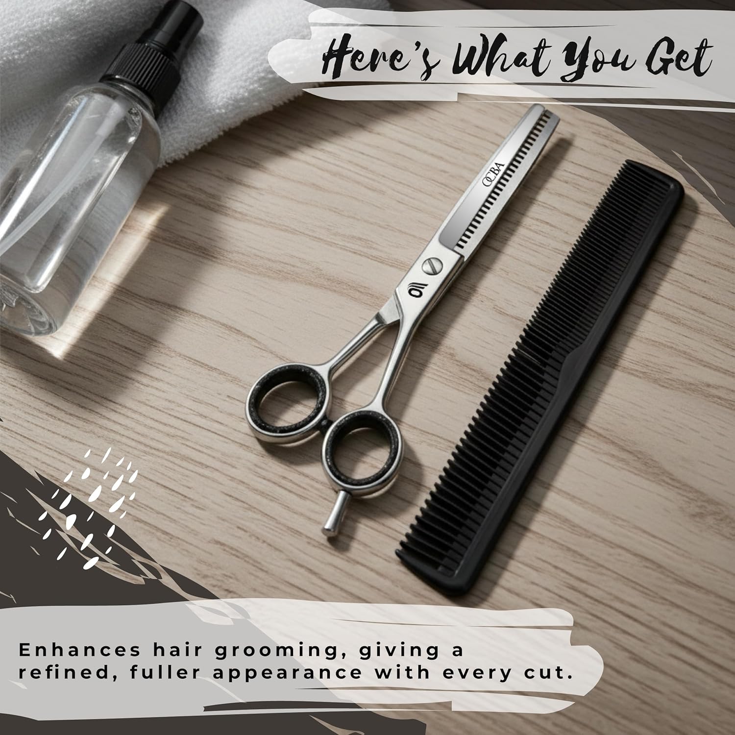 Ciseaux de coiffure professionnels 6'' acier inoxydable coupe effilage