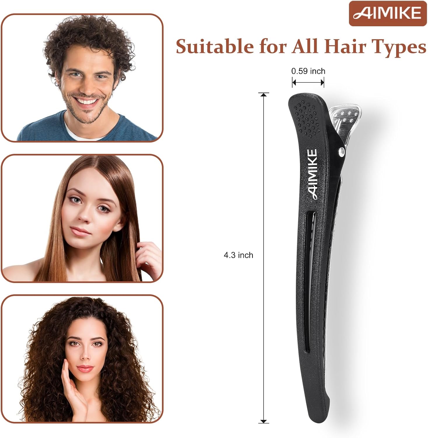 AIMIKE - pince à cheveux silicone - lot de 6 - antidérapantes, pour cheveux épais et fins