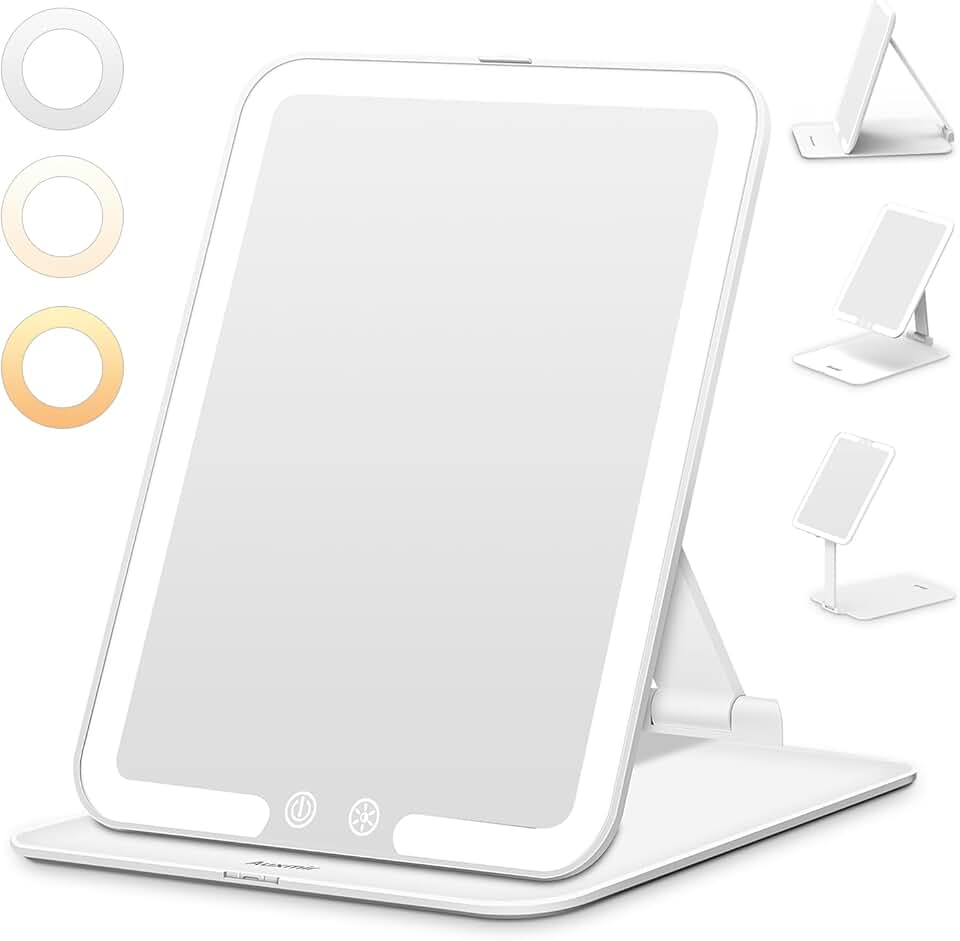 Auxmir - miroir maquillage rechargeable LED, 72 LED, écran tactile, blanc