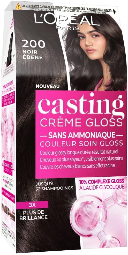 L'Oréal Paris - Casting Crème Gloss - semi-permanente, sans ammoniaque, noir ébène (200)